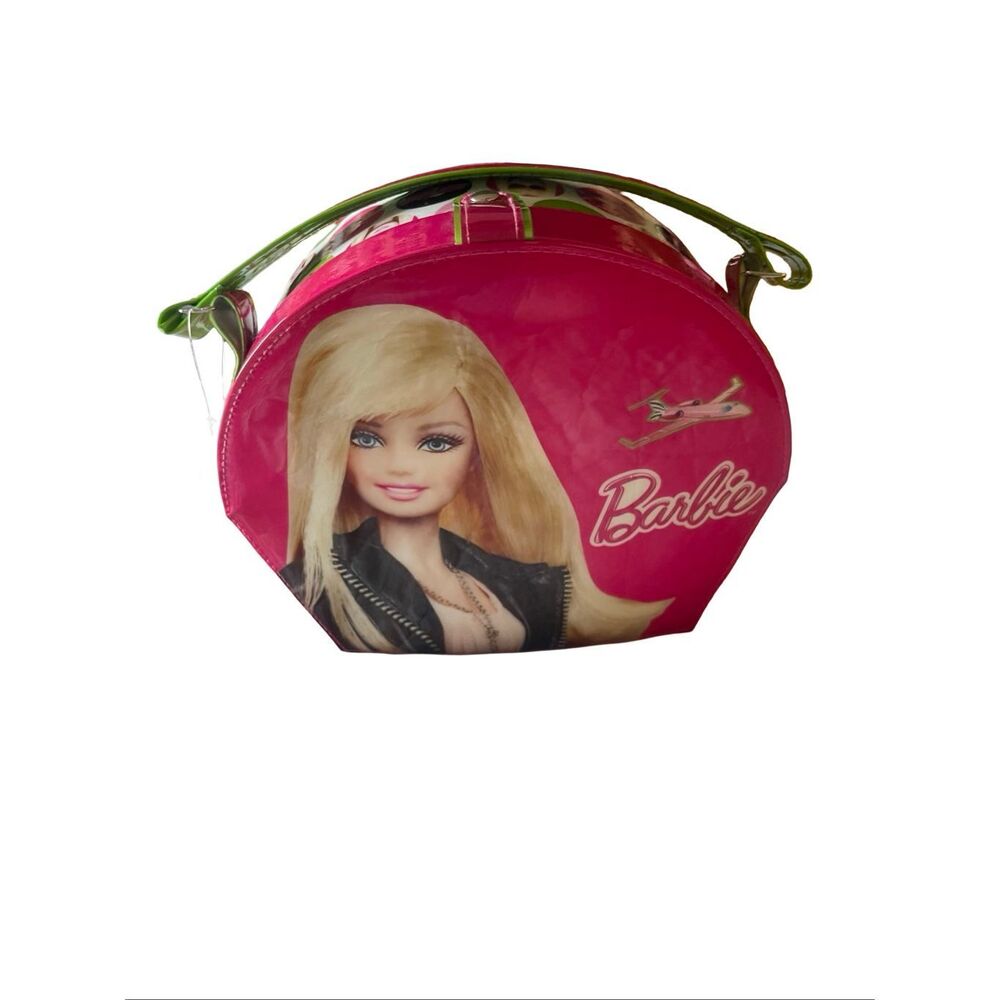 Mattell 2011 Pink Green Barbie Travel Storage Makeup With Mirror Carrying Case